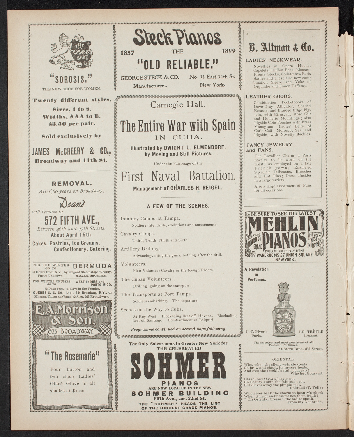 Elmendorf Lecture: The Entire War with Spain in Cuba, April 5, 1899, program page 4