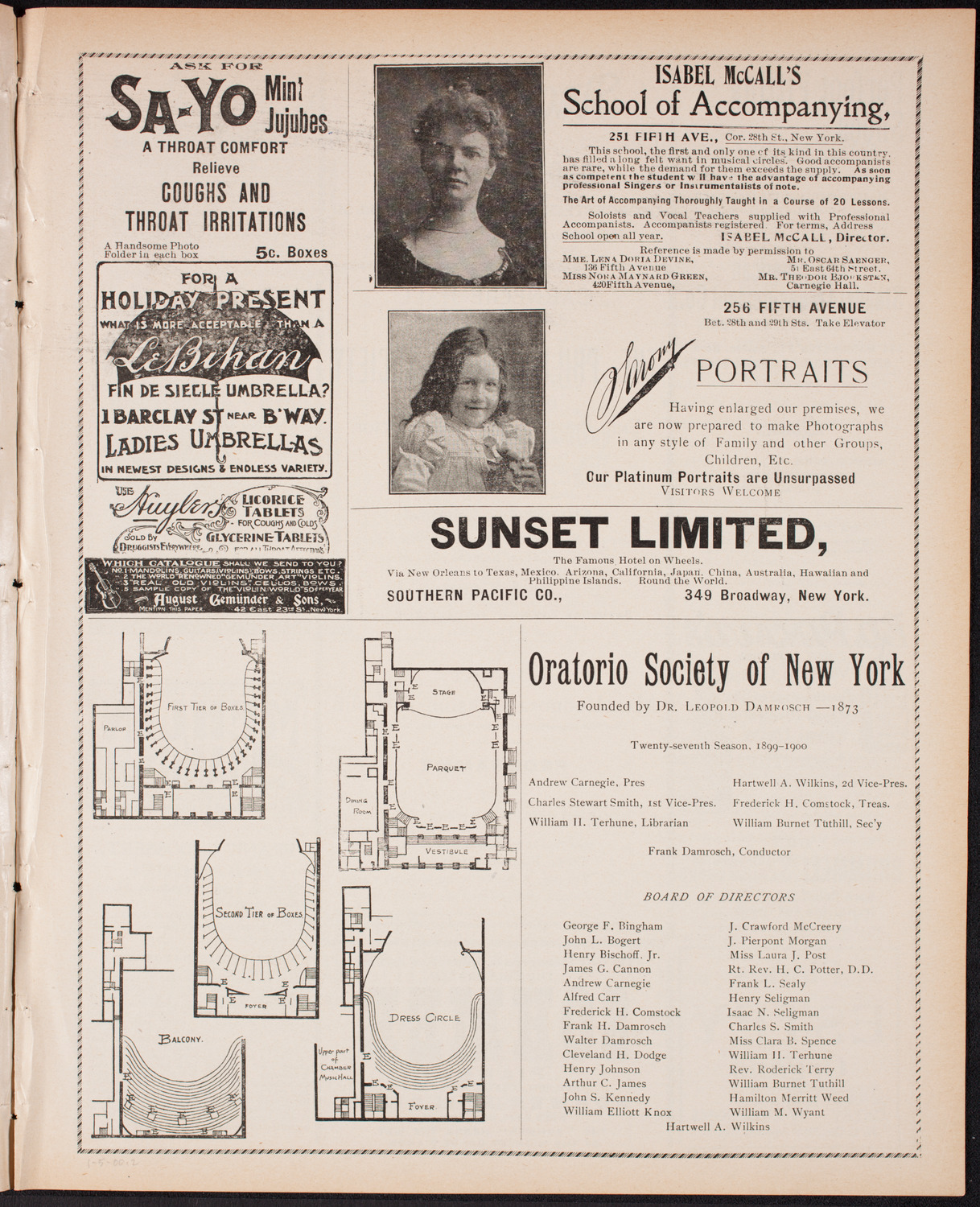 New York Philharmonic, January 5, 1900, program page 3