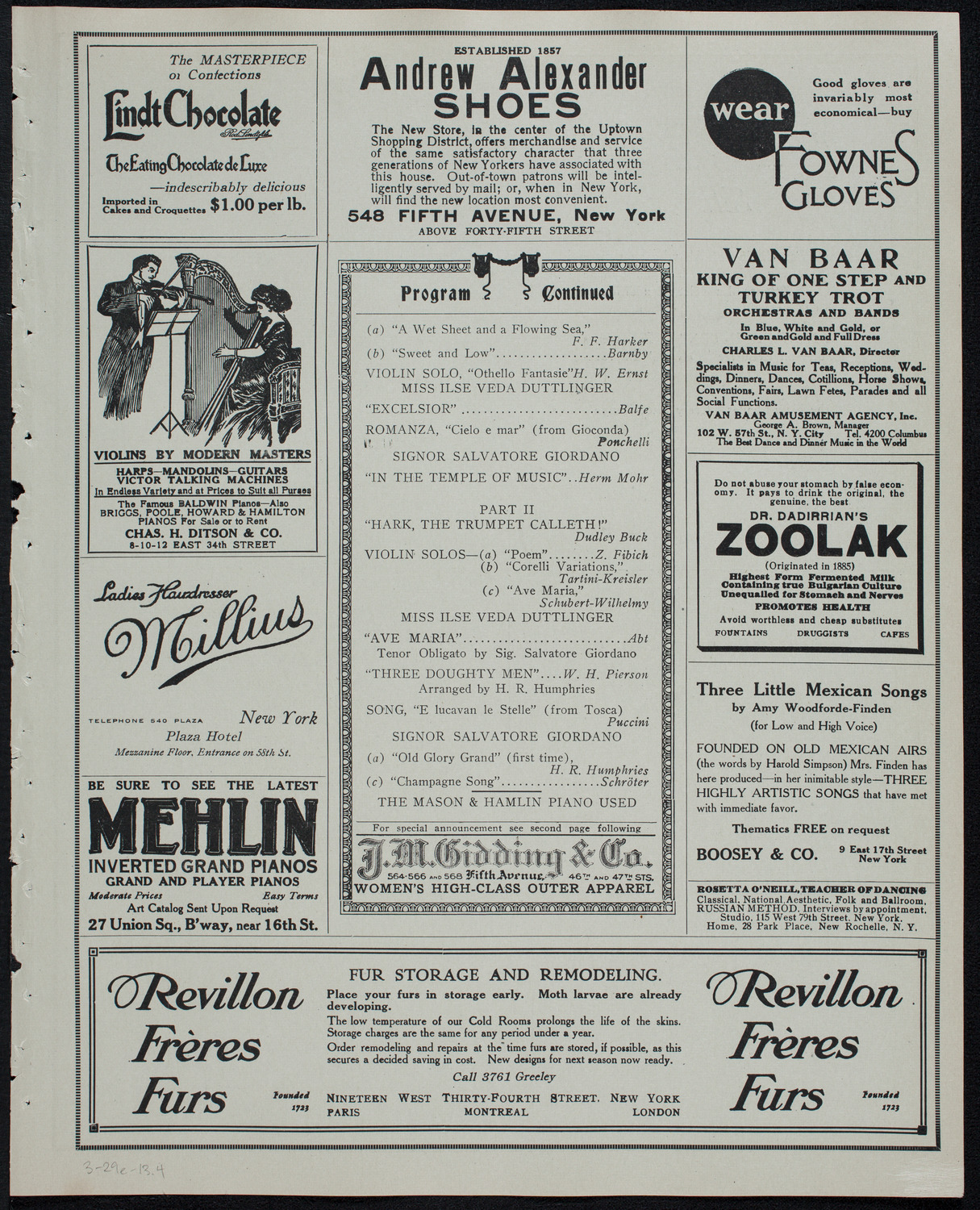 New York Banks' Glee Club, March 29, 1913, program page 7