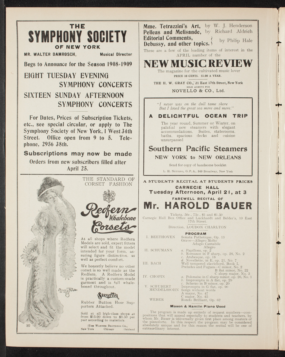 Oratorio Society of New York, April 16, 1908, program page 2
