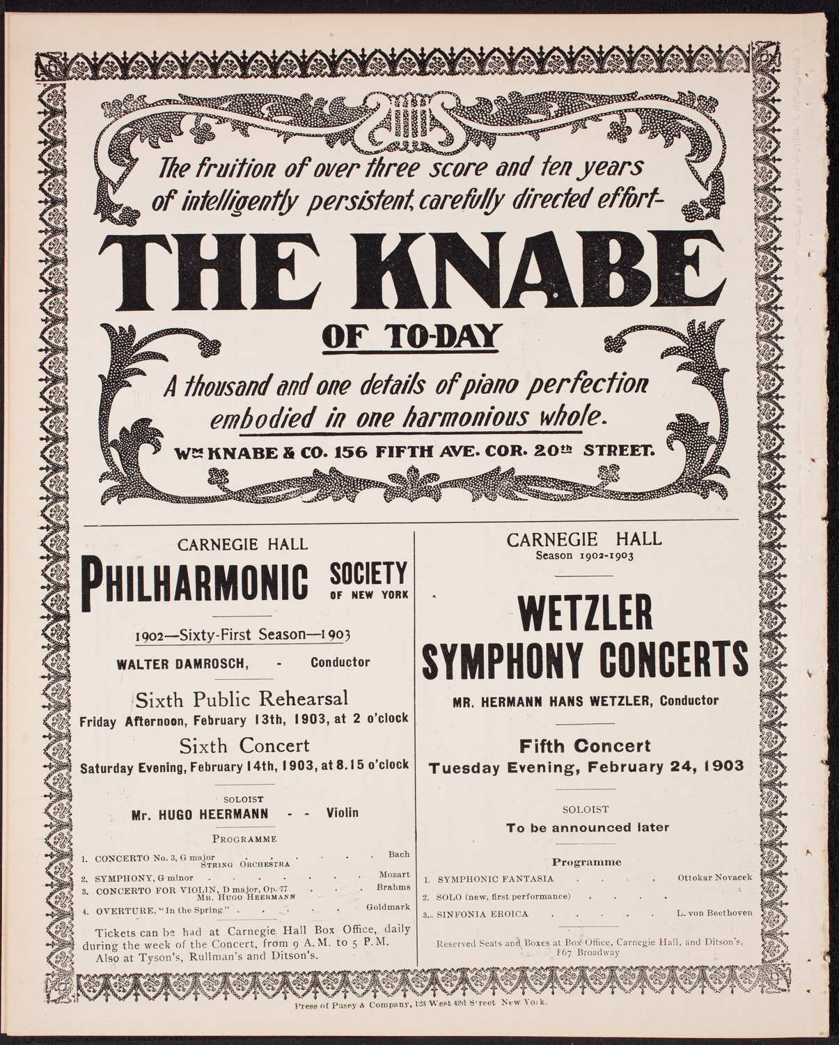 Wetzler Symphony Orchestra, February 5, 1903, program page 12