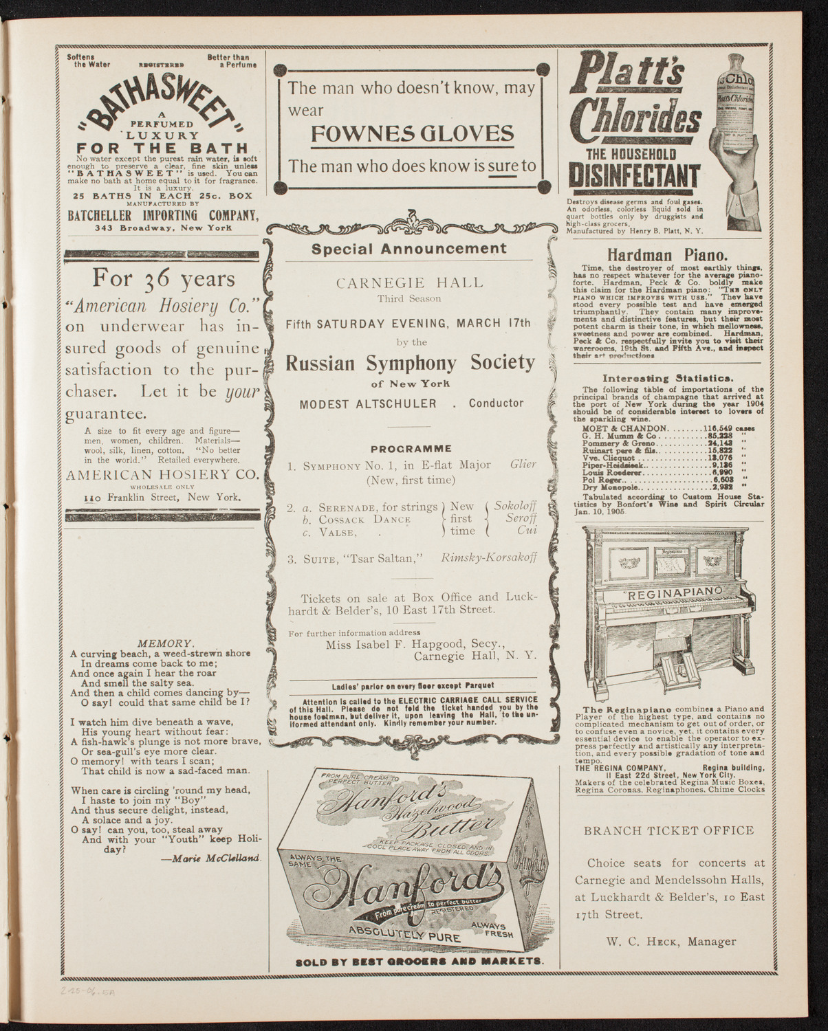 Russian Symphony Society of New York, February 25, 1906, program page 9