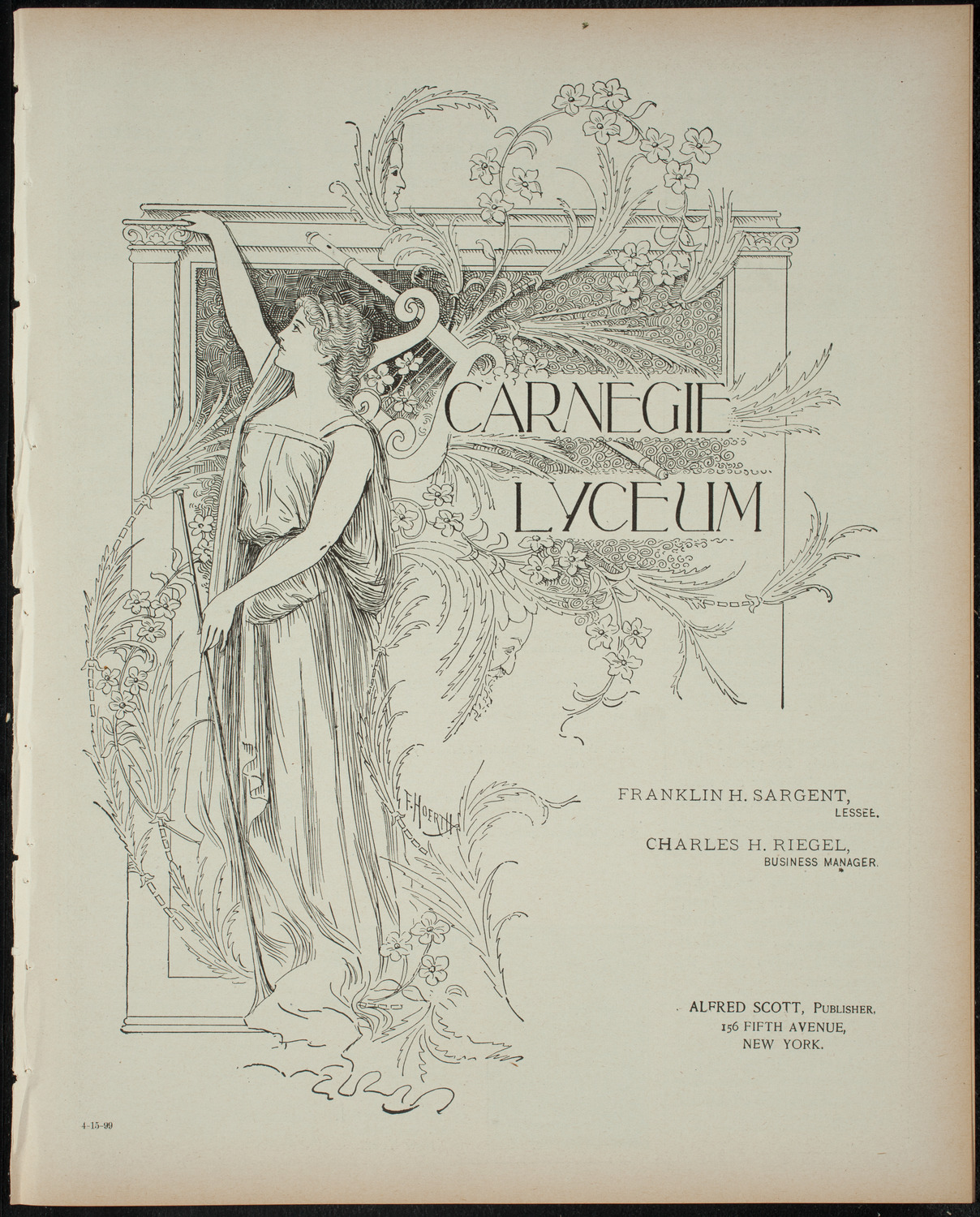 Alice in Wonderland, April 15, 1899, program page 1