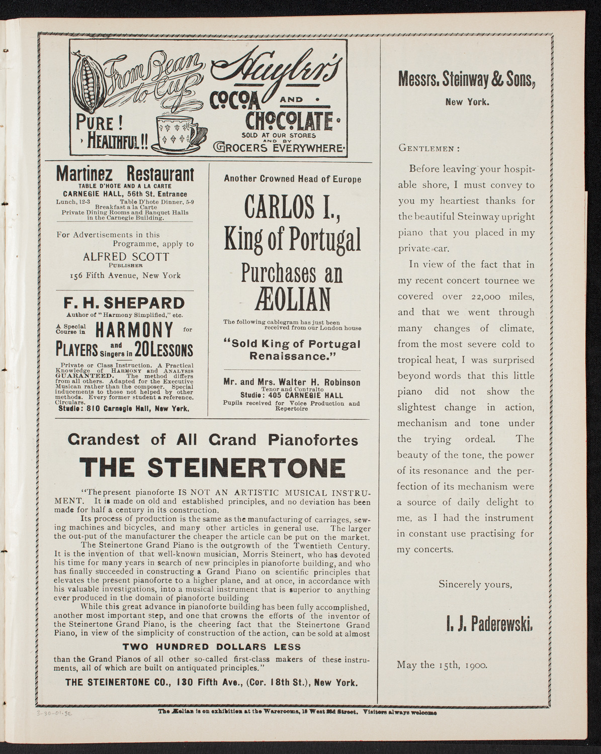 New York Philharmonic, March 30, 1901, program page 5