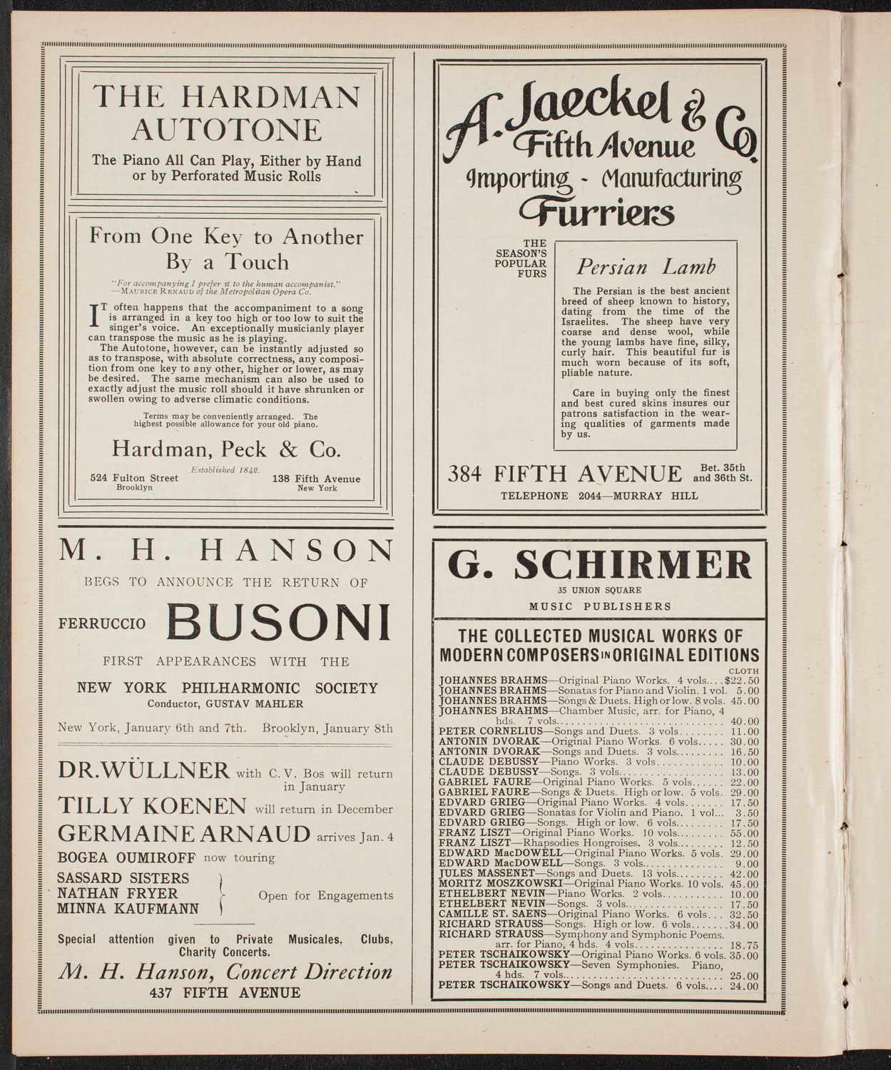 New York Philharmonic, December 8, 1909, program page 8