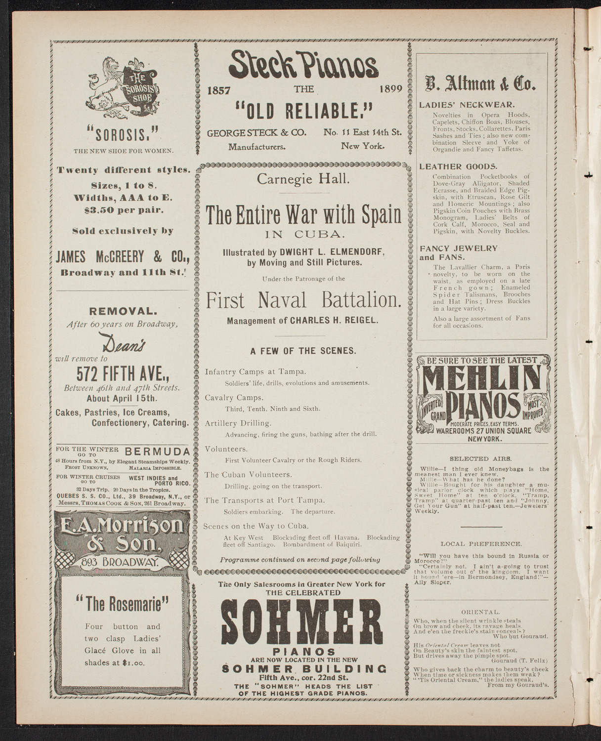 Elmendorf Lecture: The Entire War with Spain in Cuba, April 8, 1899, program page 4