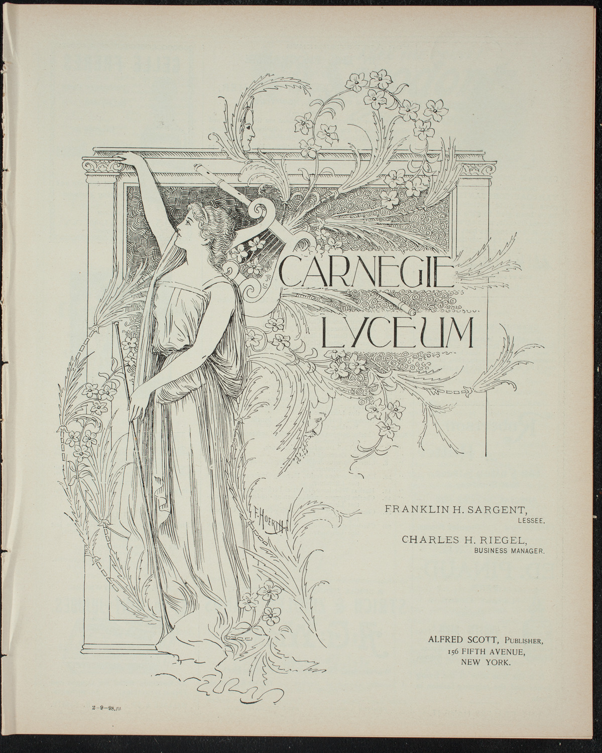 Powers-Mannes Wednesday Morning Musicale, February 9, 1898, program page 1