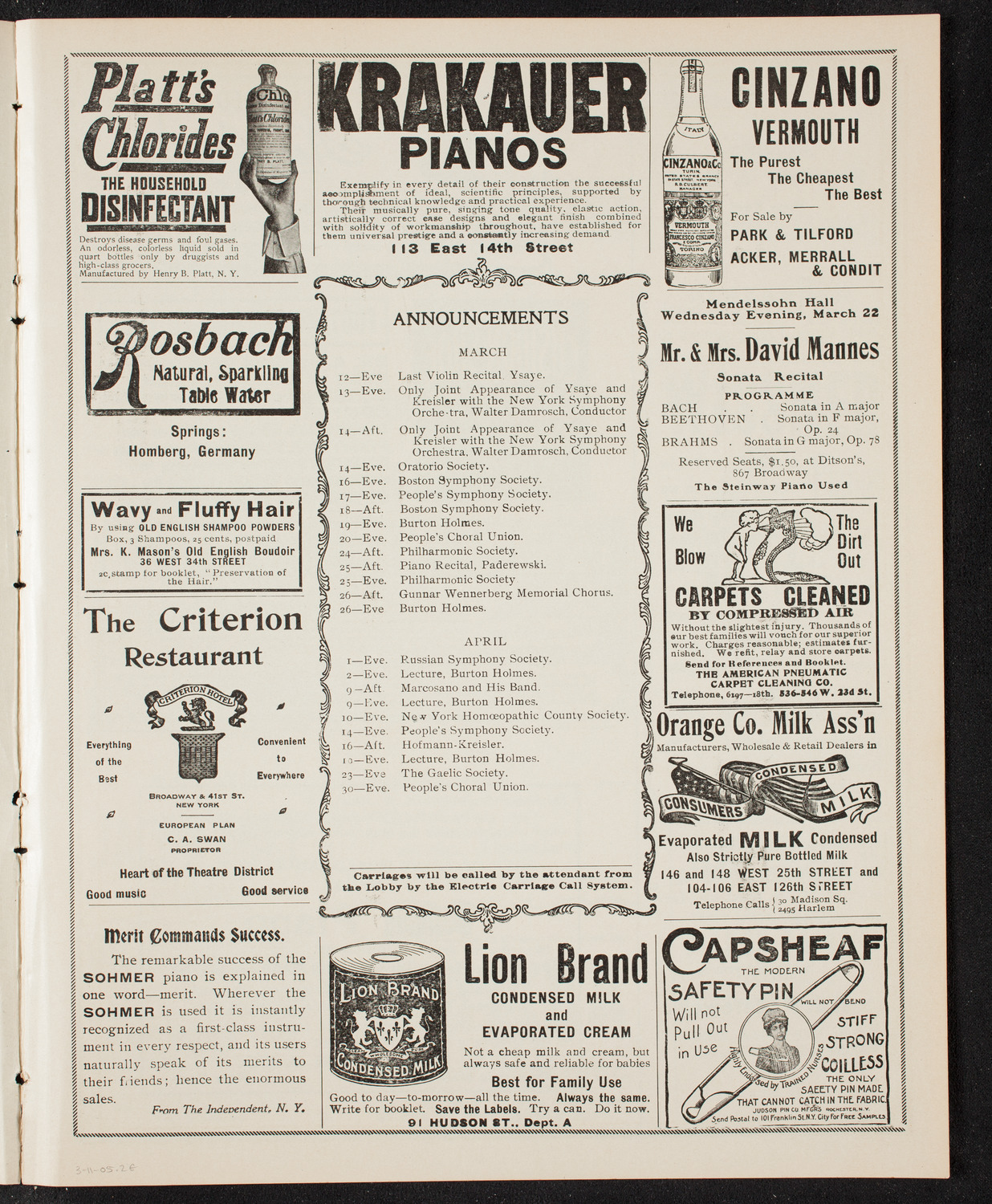 Russian Symphony Society of New York, March 11, 1905, program page 3