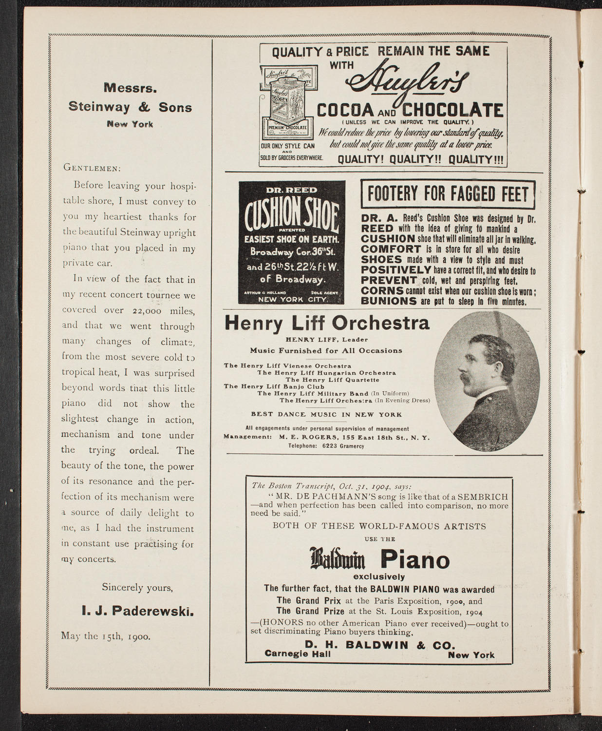 New York Philharmonic, March 3, 1905, program page 4