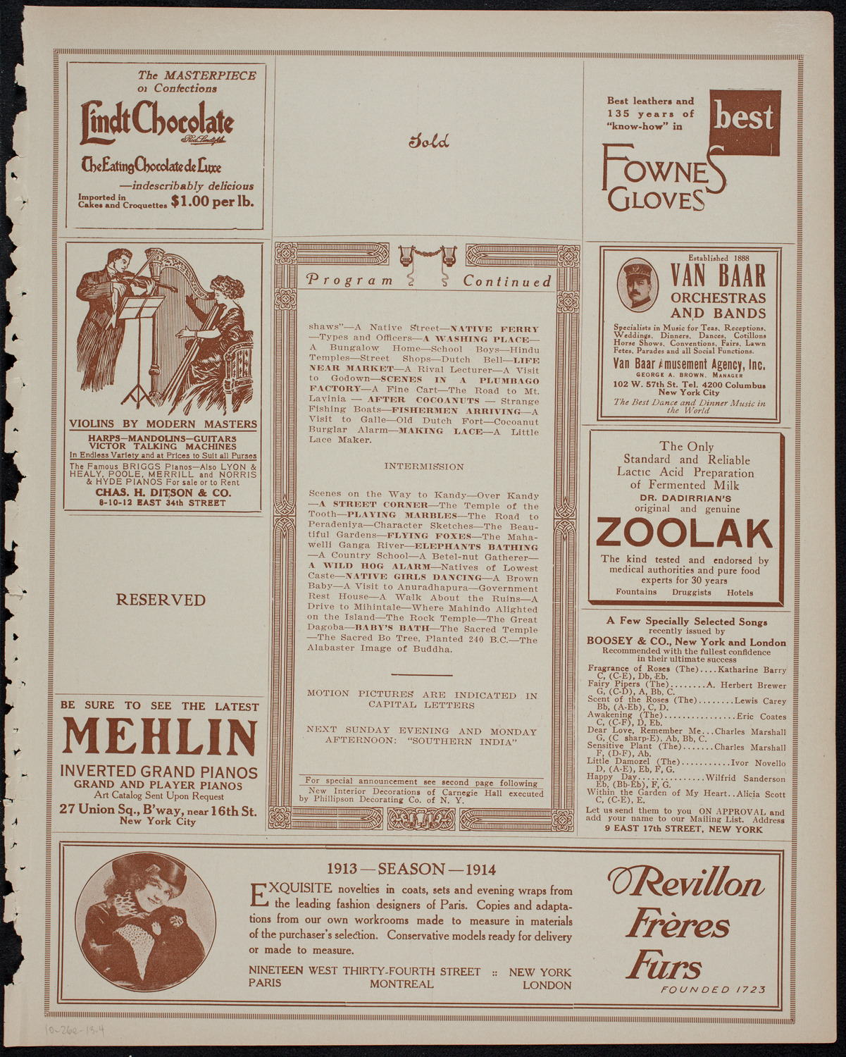 Elmendorf Lecture: Ceylon and the Sinhalese, October 26, 1913, program page 7