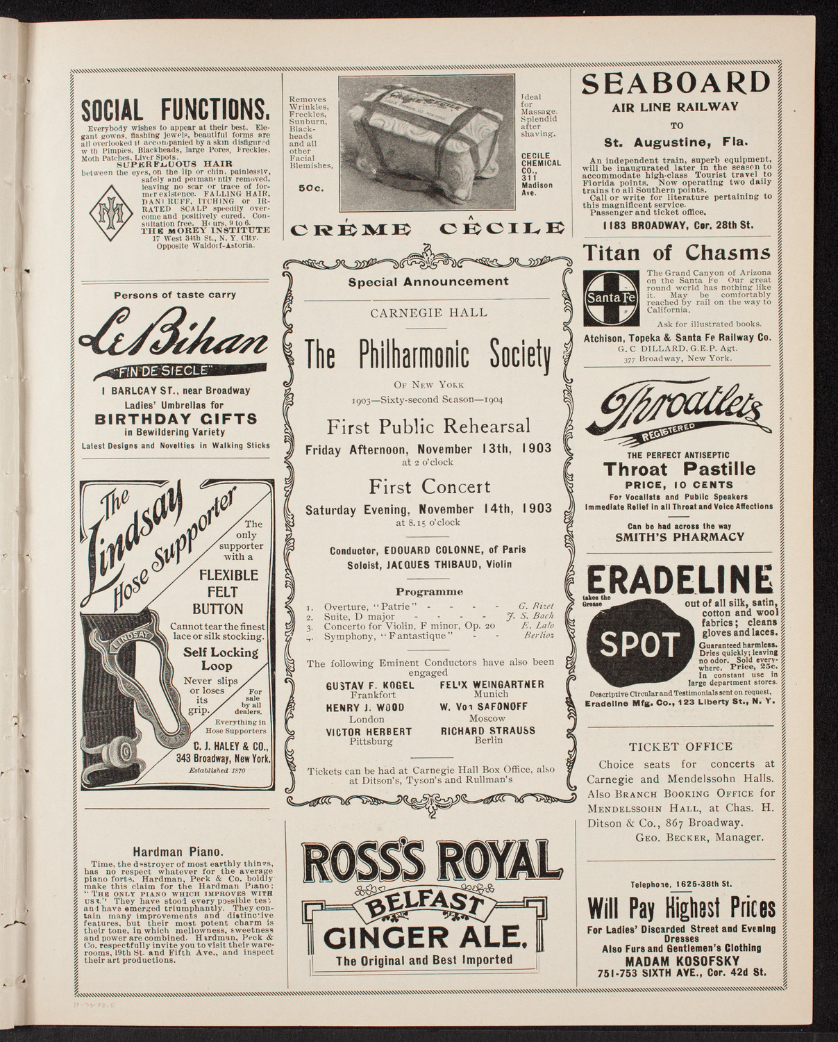 Wetzler Symphony Orchestra, October 30, 1903, program page 9