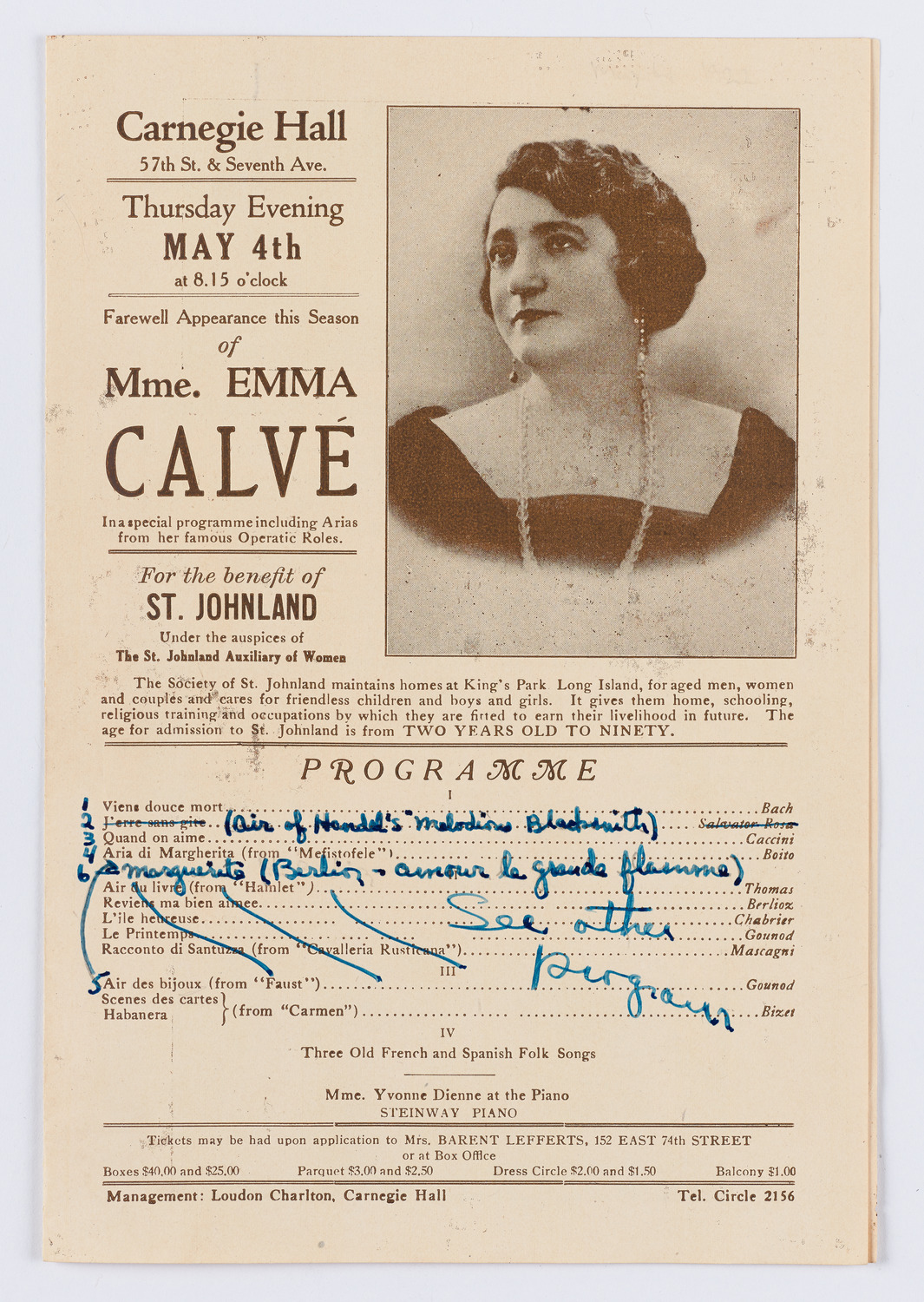 Emma Calvé, May 4, 1922