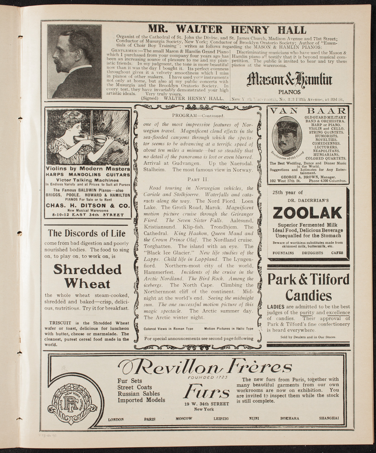 Burton Holmes Travelogue: Norway, February 13, 1910, program page 7