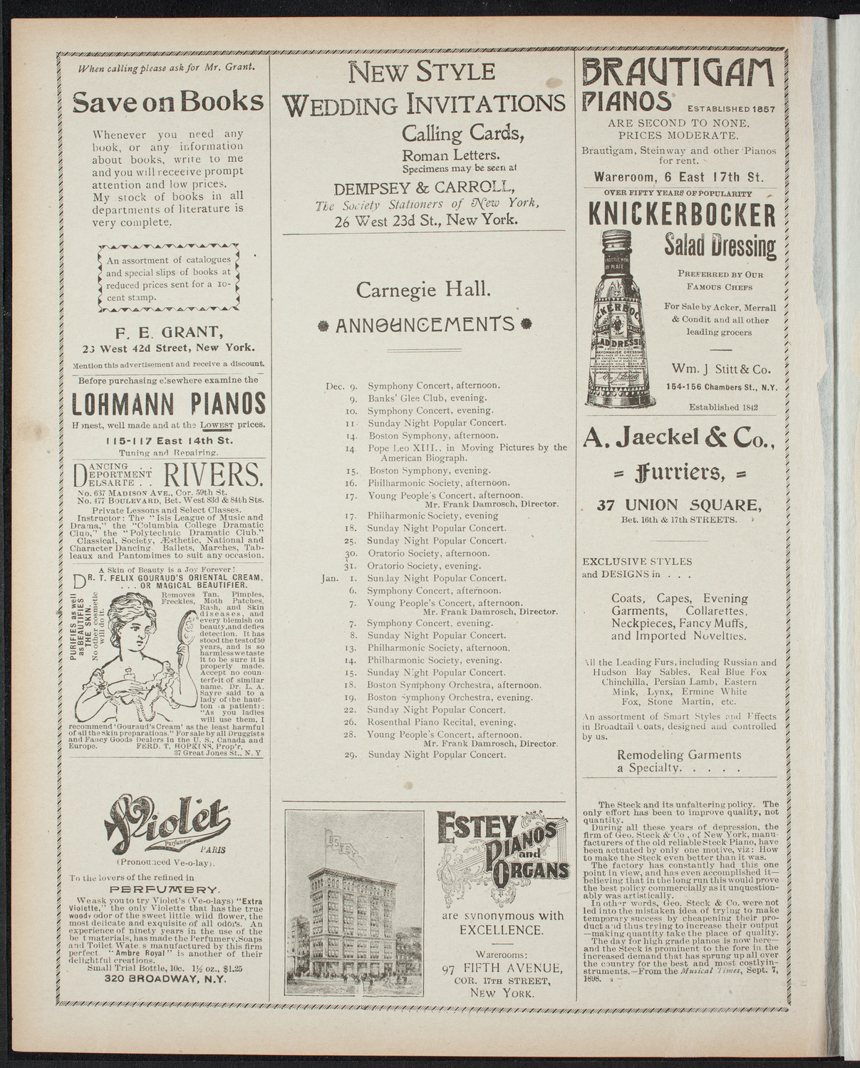 Musical Art Society of New York, December 8, 1898, program page 2