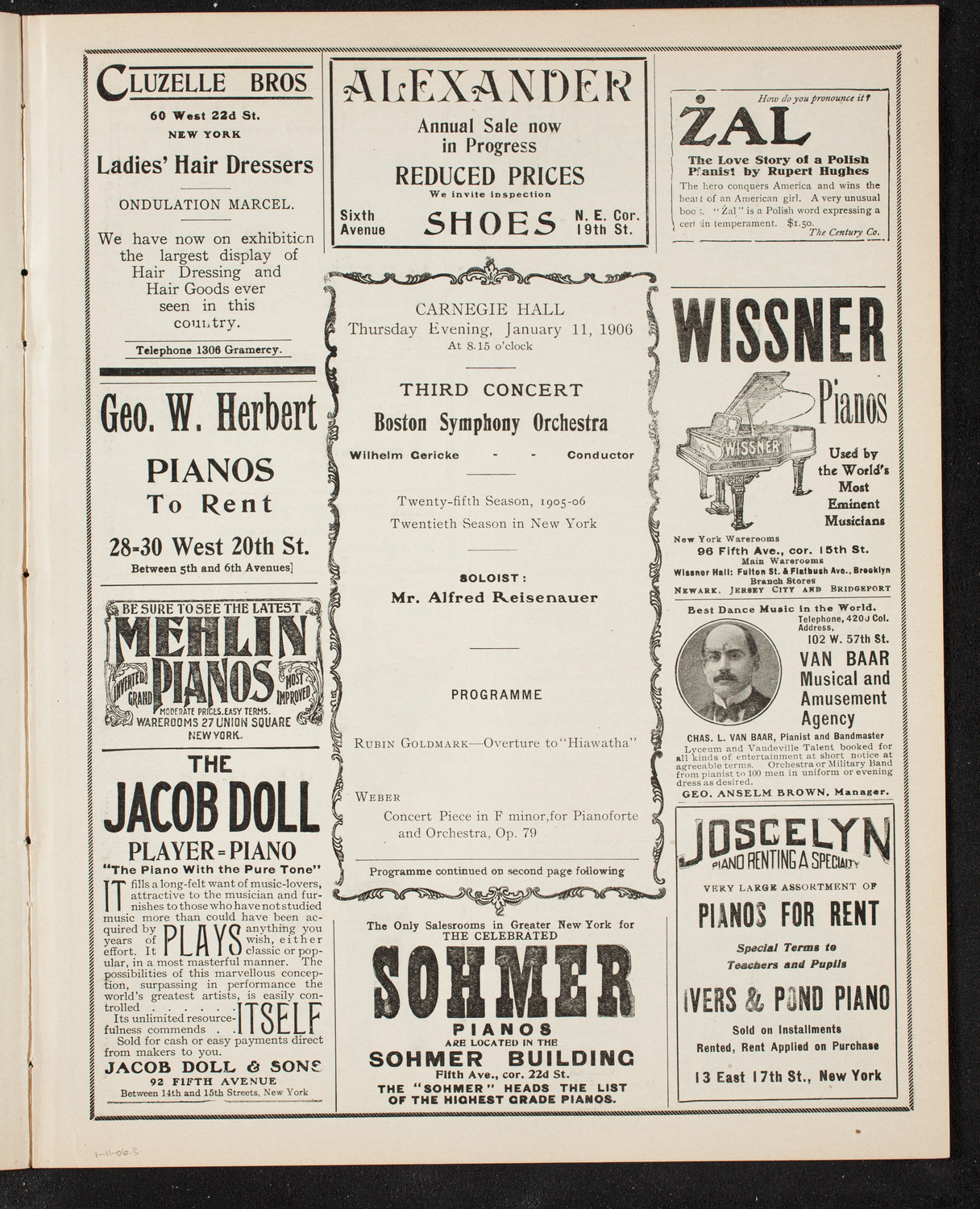 Boston Symphony Orchestra, January 11, 1906, program page 5