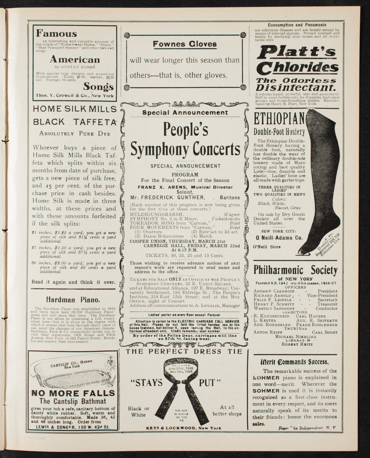 Volpe Symphony Society of New York, February 10, 1907, program page 9
