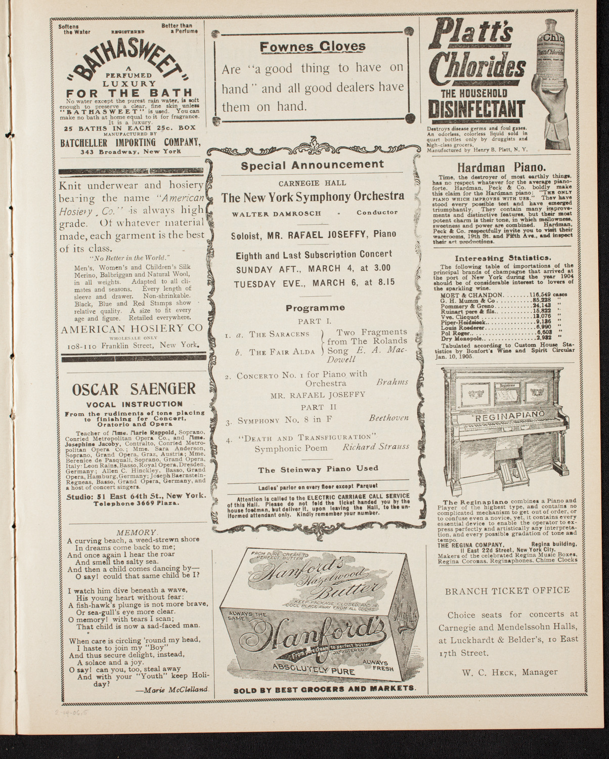 Emma Eames, Soprano, February 14, 1906, program page 9