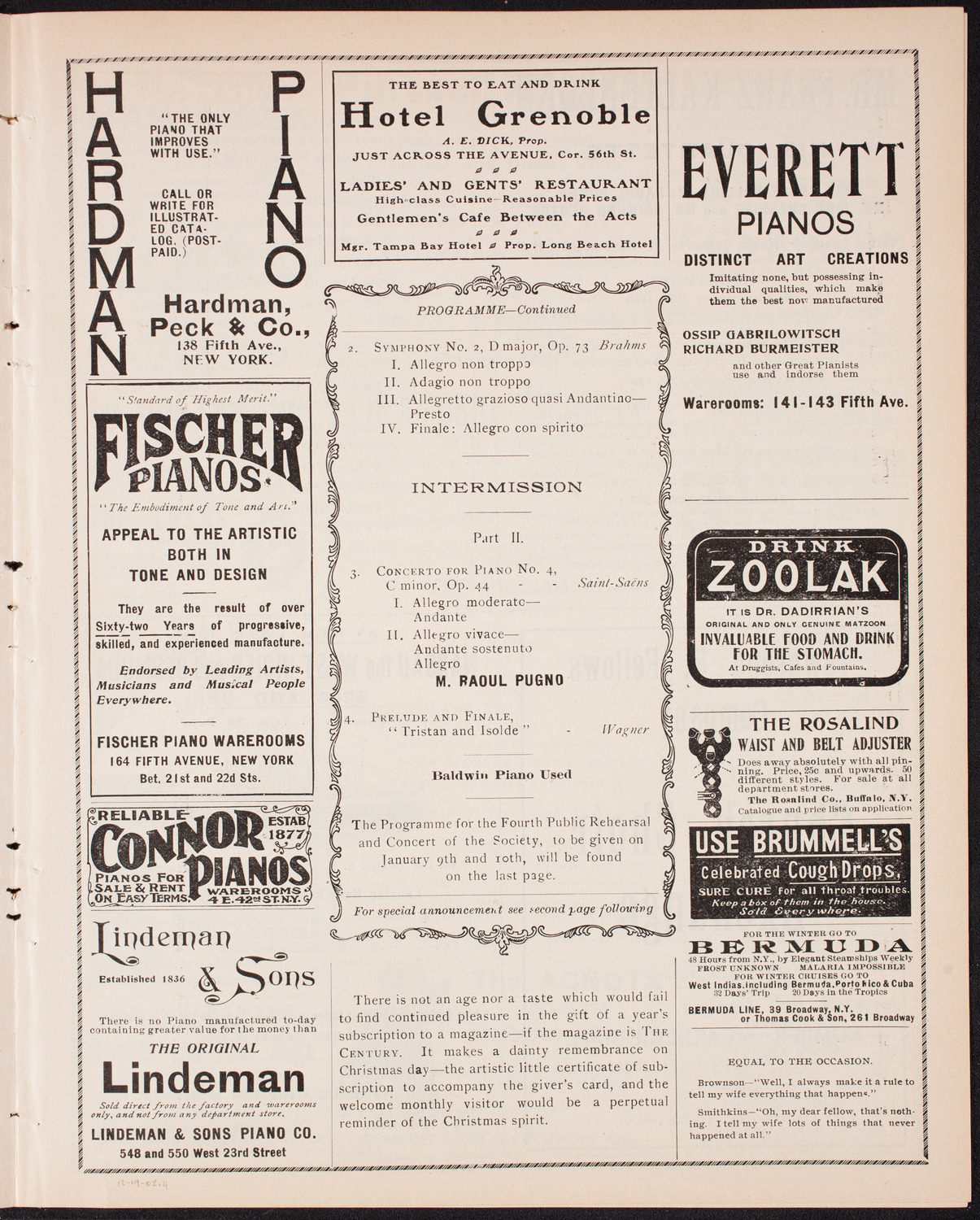 New York Philharmonic, December 19, 1902, program page 7