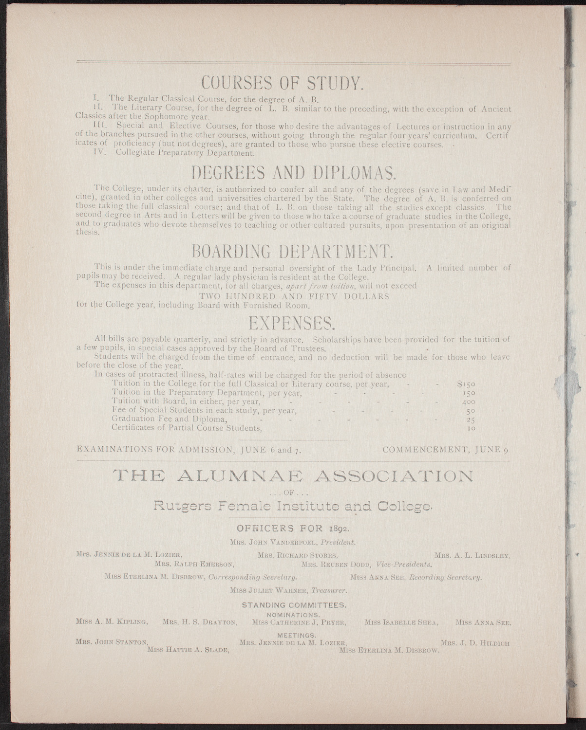 Rutgers Female College of the City of New York, May 19, 1892, program page 6