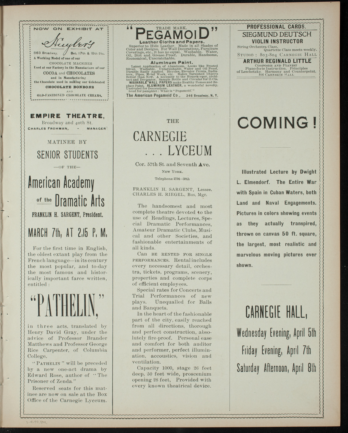 Comparative Literature Society Saturday Morning Conference, March 4, 1899, program page 7