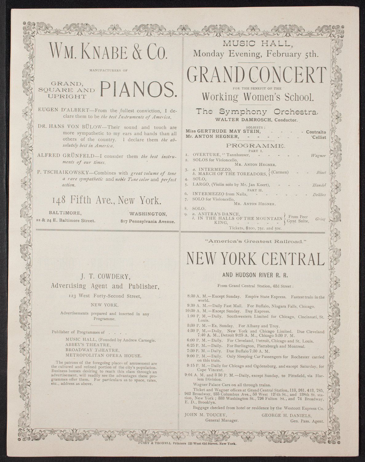Boston Symphony Orchestra, January 11, 1894, program page 8