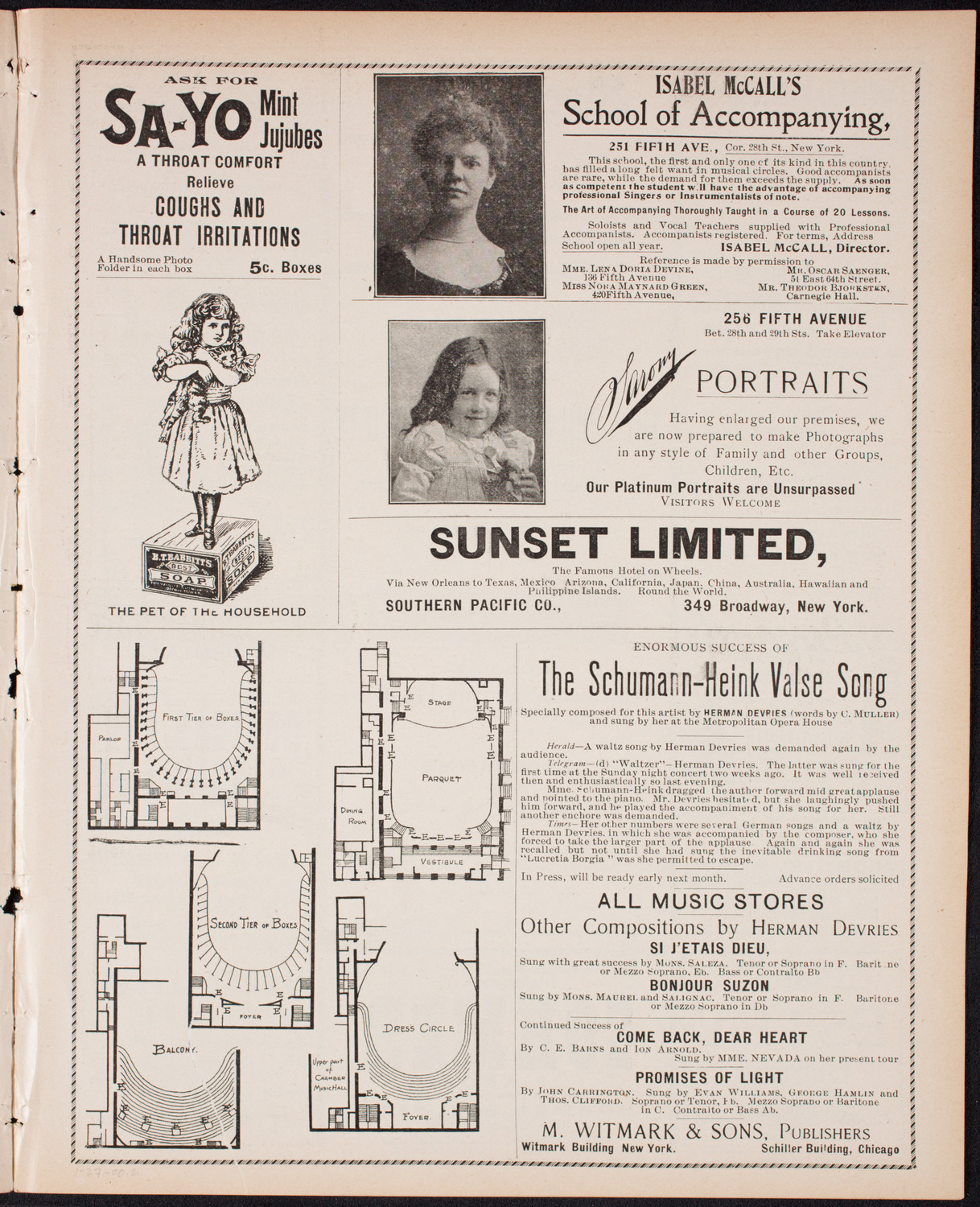 New York Philharmonic, January 27, 1900, program page 3