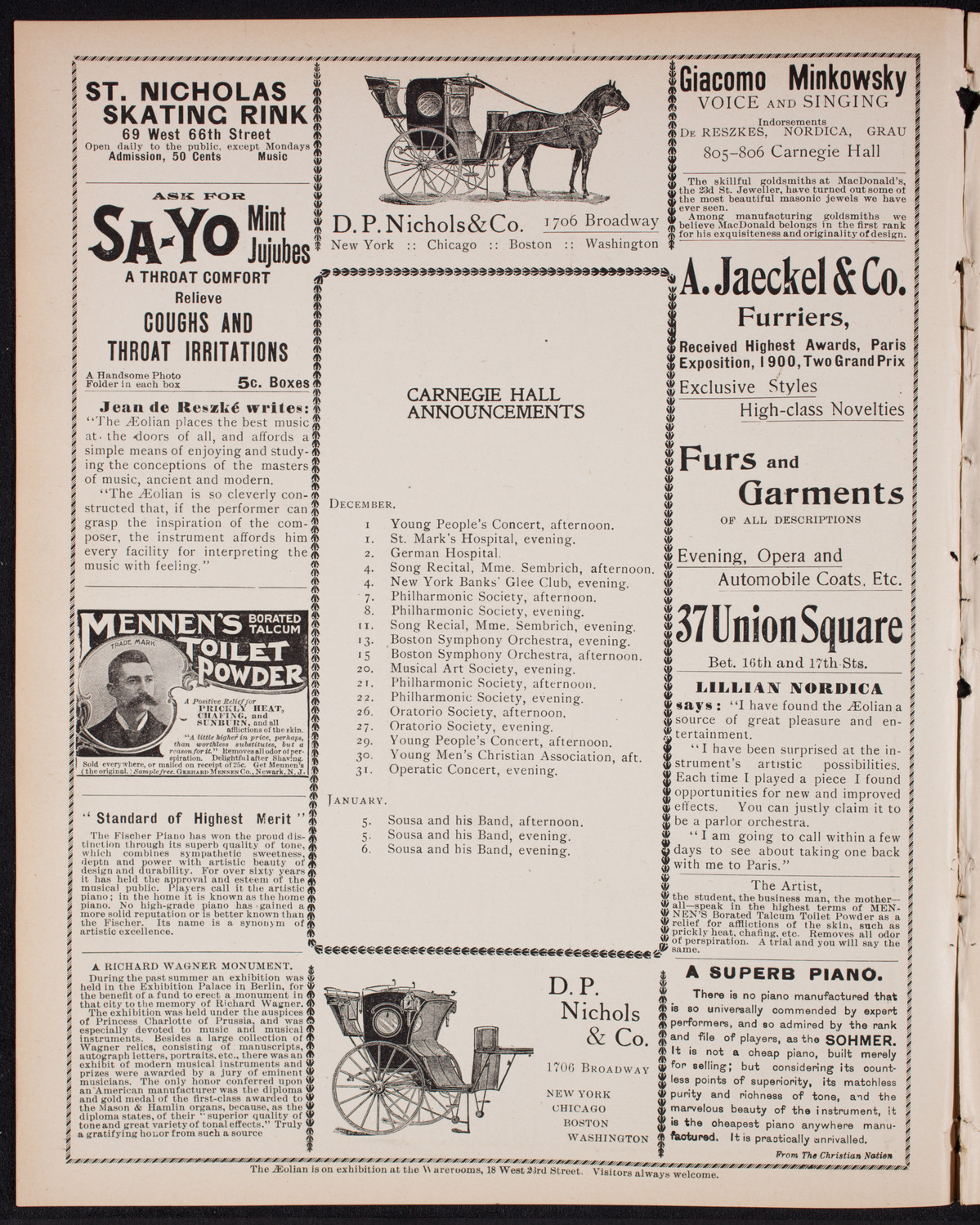 Meeting: YMCA - Mass Meeting for Men, November 25, 1900, program page 2