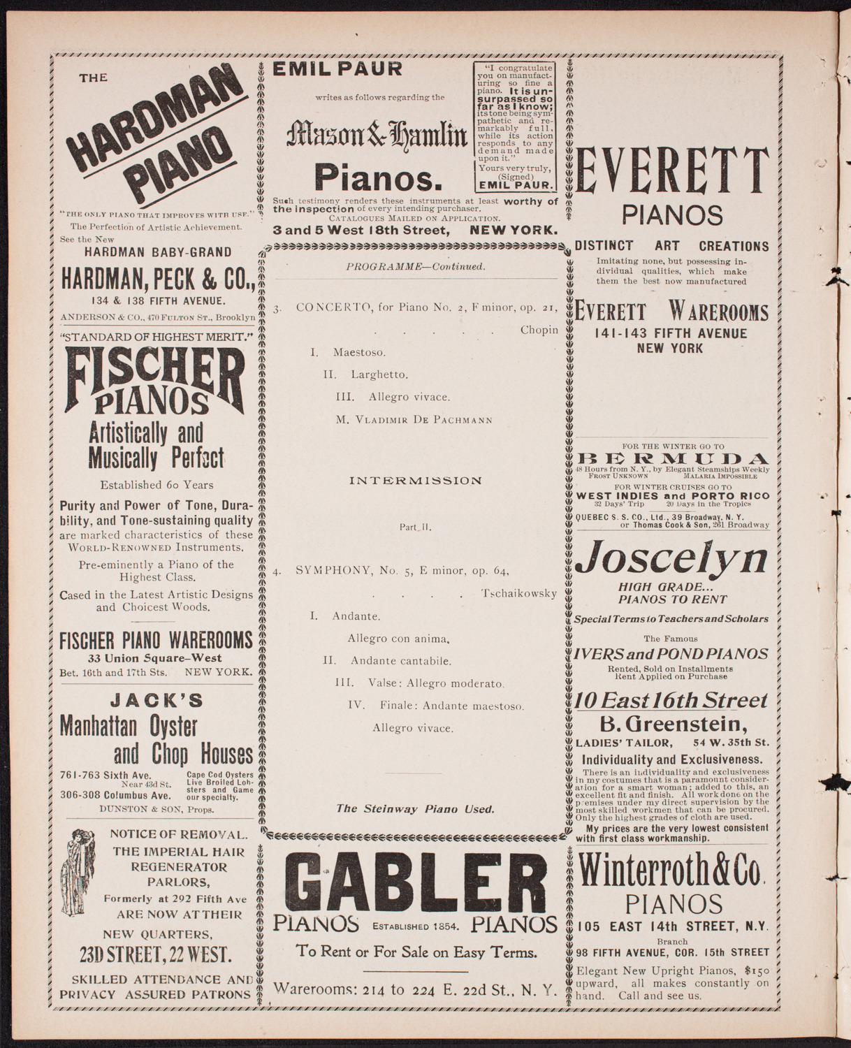 New York Philharmonic, February 16, 1900, program page 6