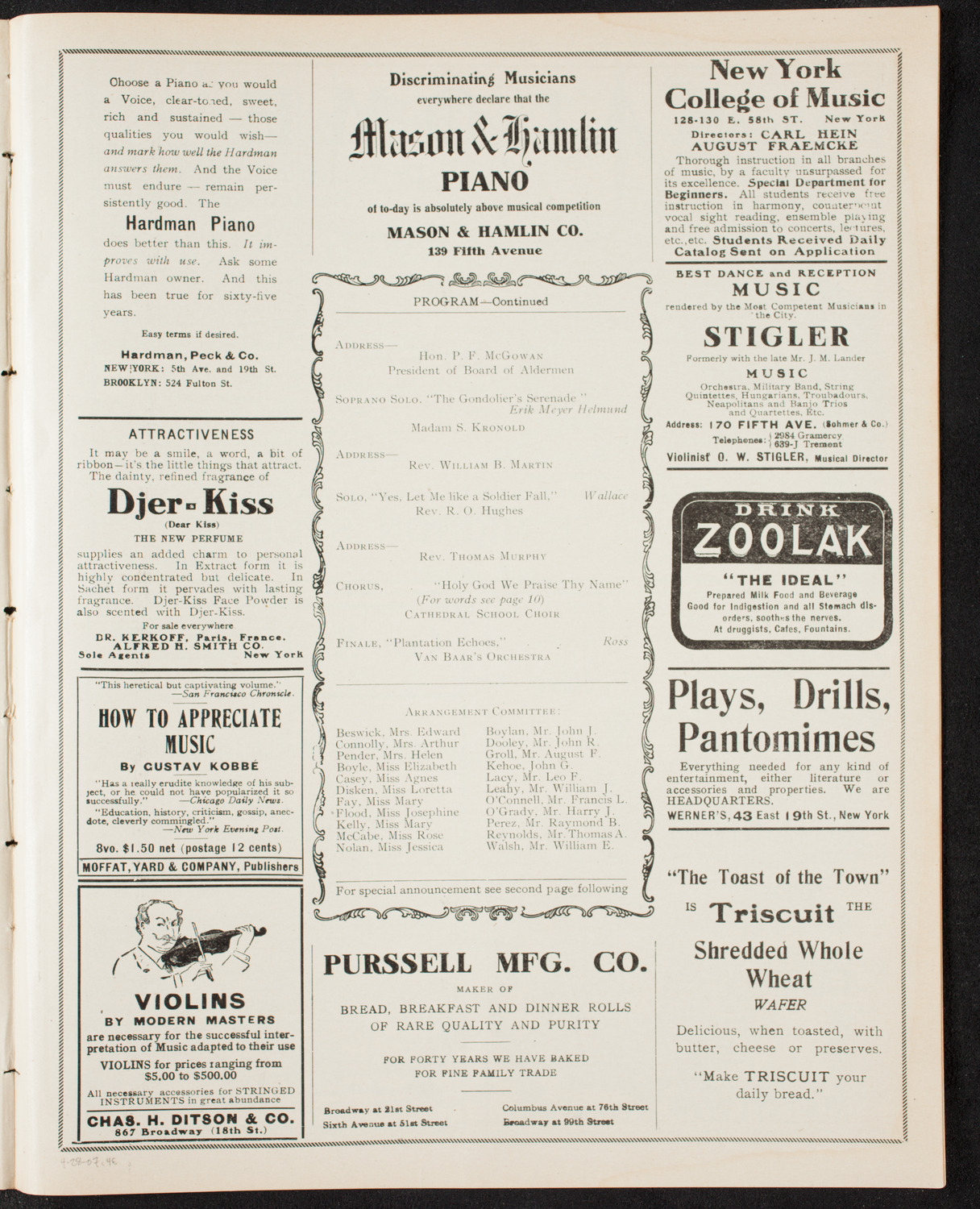 Cathedral School Silver Jubilee Celebration, April 28, 1907, program page 7