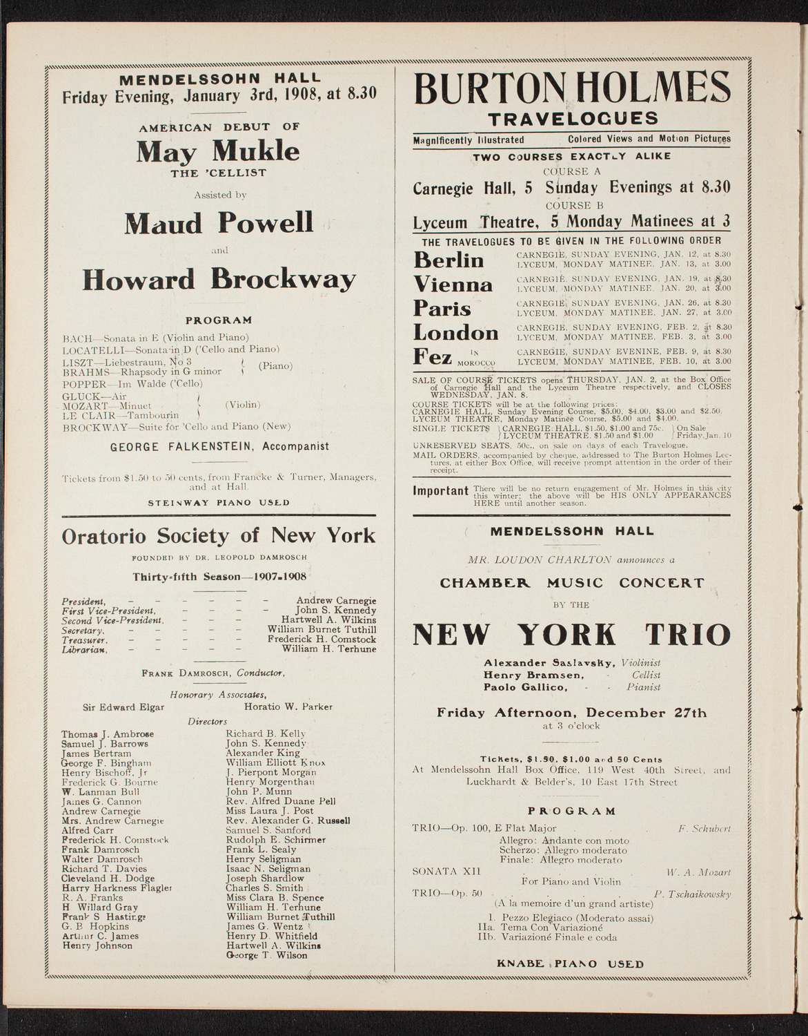 New York Symphony Orchestra, December 22, 1907, program page 10