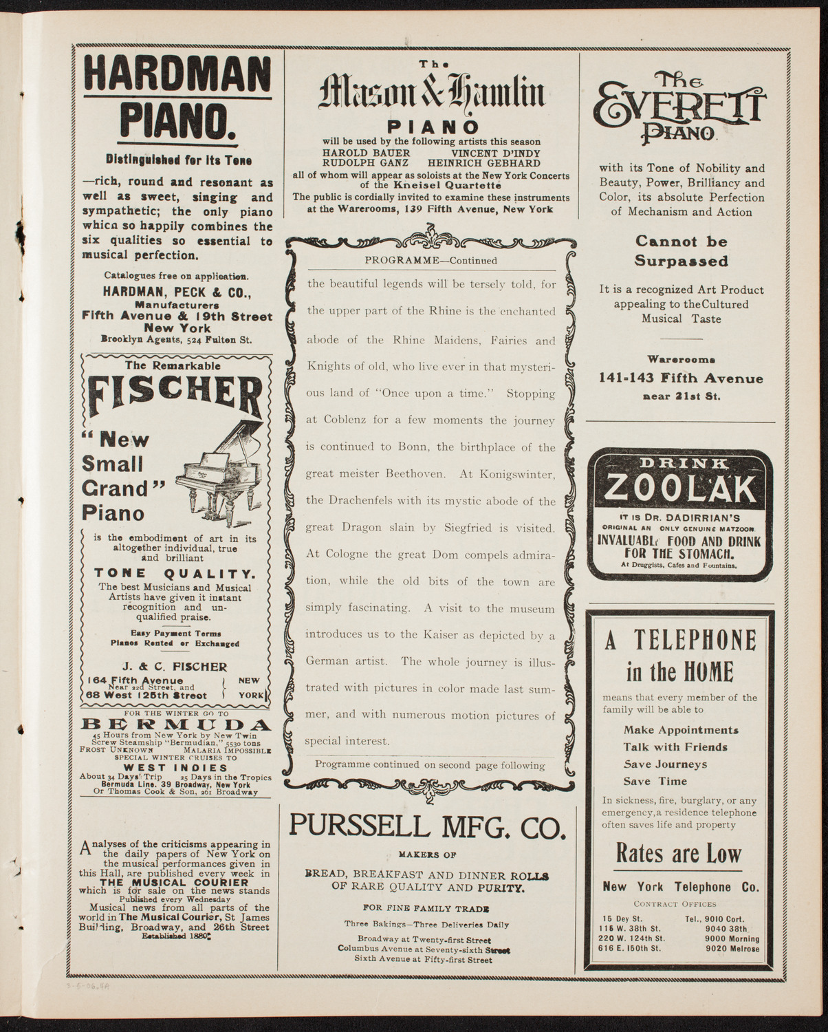 Elmendorf Lecture: The Rhine, March 5, 1906, program page 7
