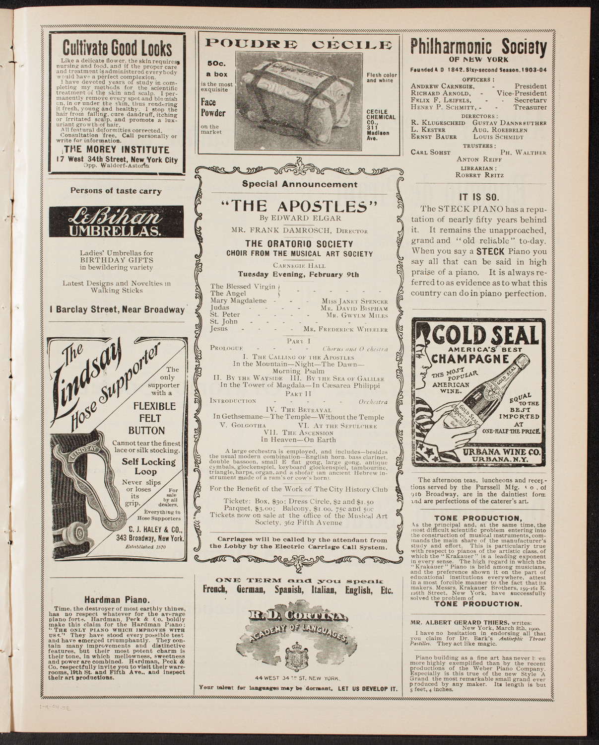 New York Philarmonic, January 9, 1904, program page 9