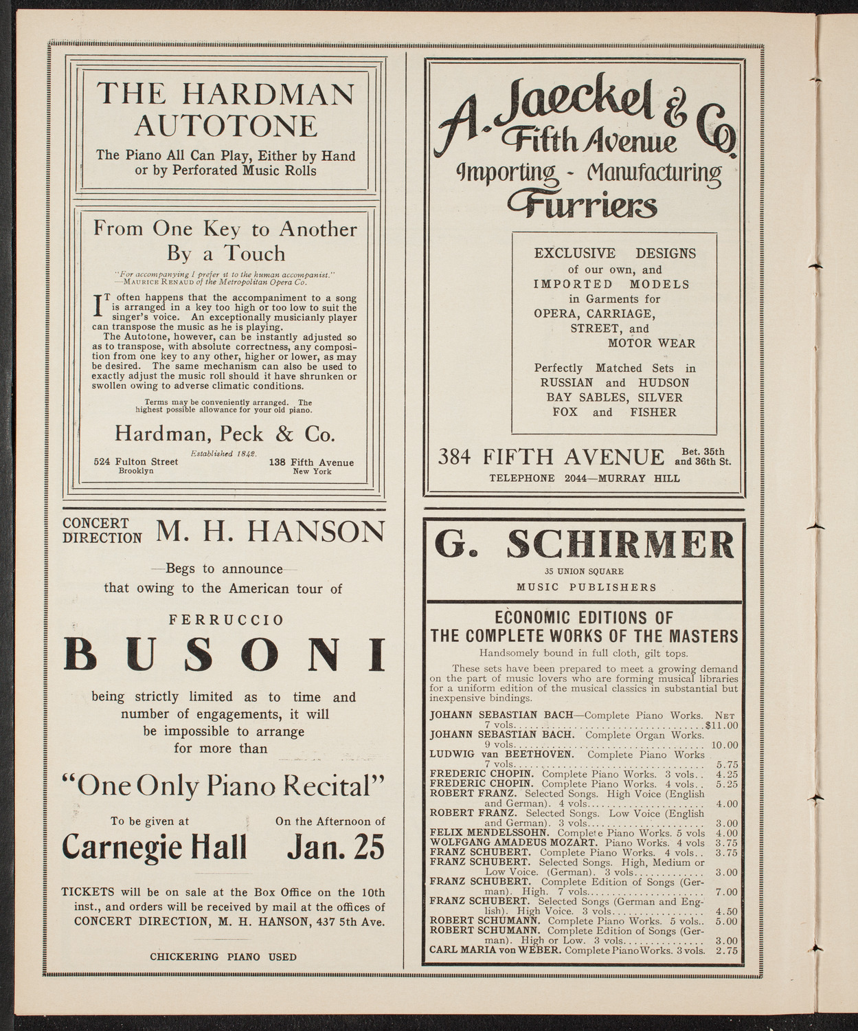 Volpe Symphony Society of New York, January 9, 1910, program page 8
