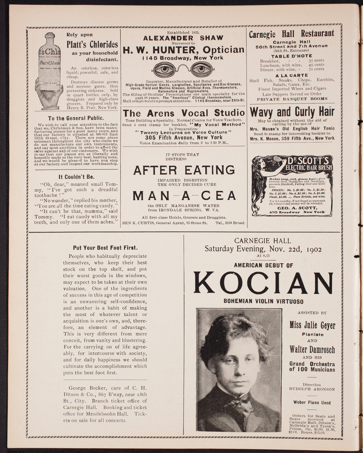 Benefit: St. Malachy's Roman Catholic Church, November 9, 1902, program page 2