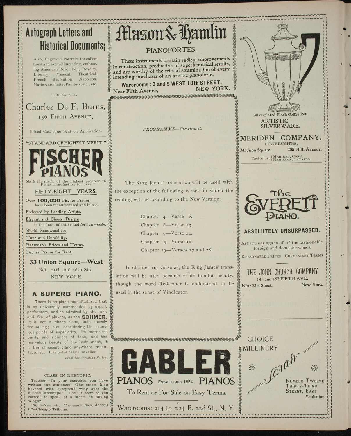 Reading: Ida Benfey, January 23, 1899, program page 6