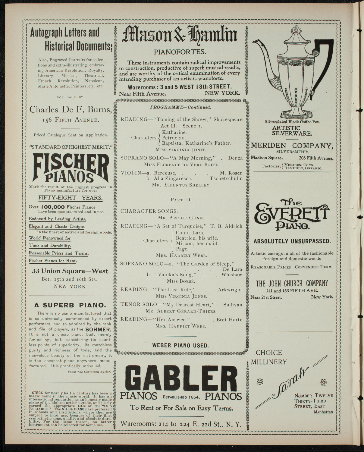 Harriet Webb, April 26, 1899, program page 6