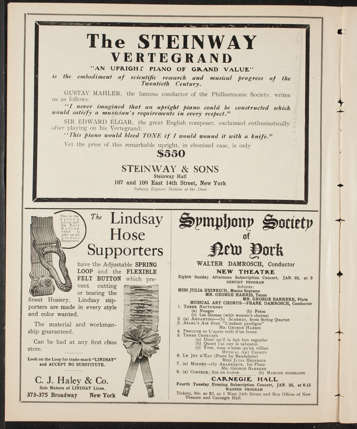 Mischa Elman, Violin, January 19, 1910, program page 4