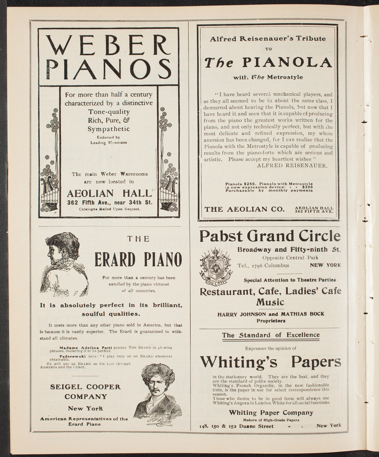 Alfred Reisenauer, Piano, April 17, 1904, program page 6