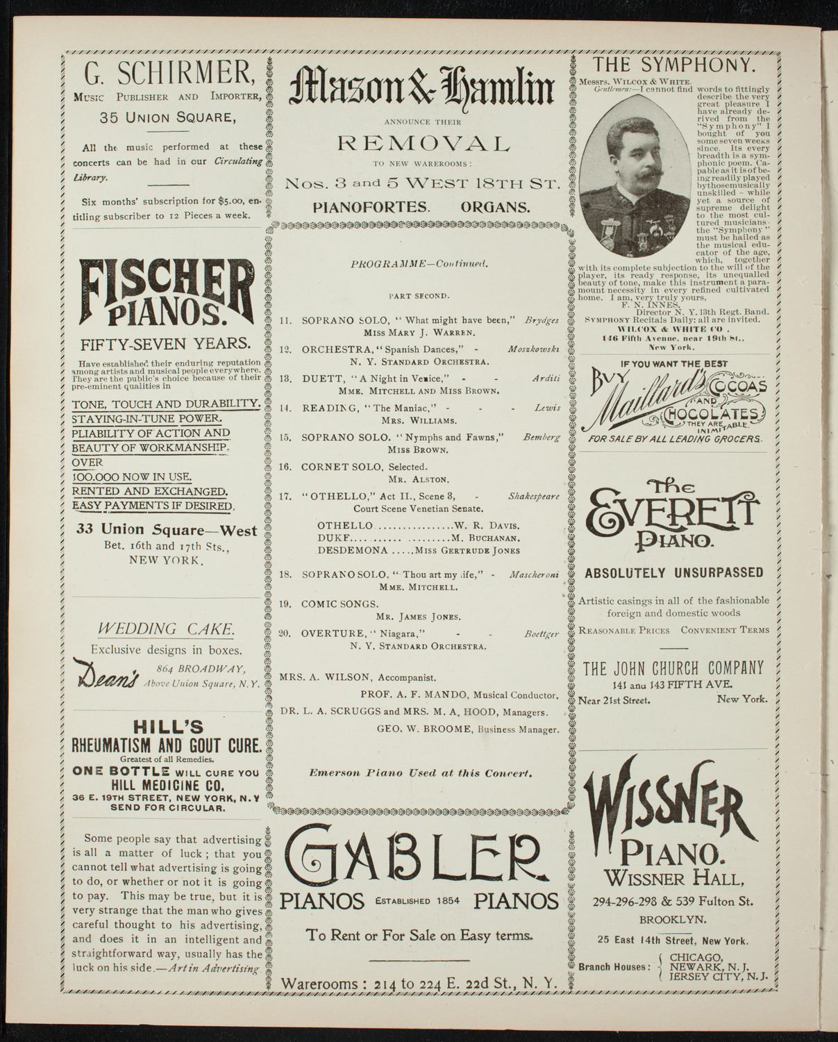 Grand Concert in Aid of the Pickford Sanitarium, April 28, 1897, program page 6