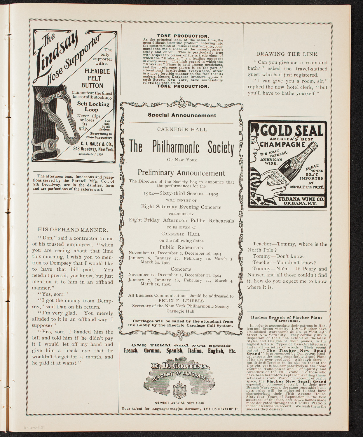 Graduation: New York Law School, June 16, 1904, program page 9