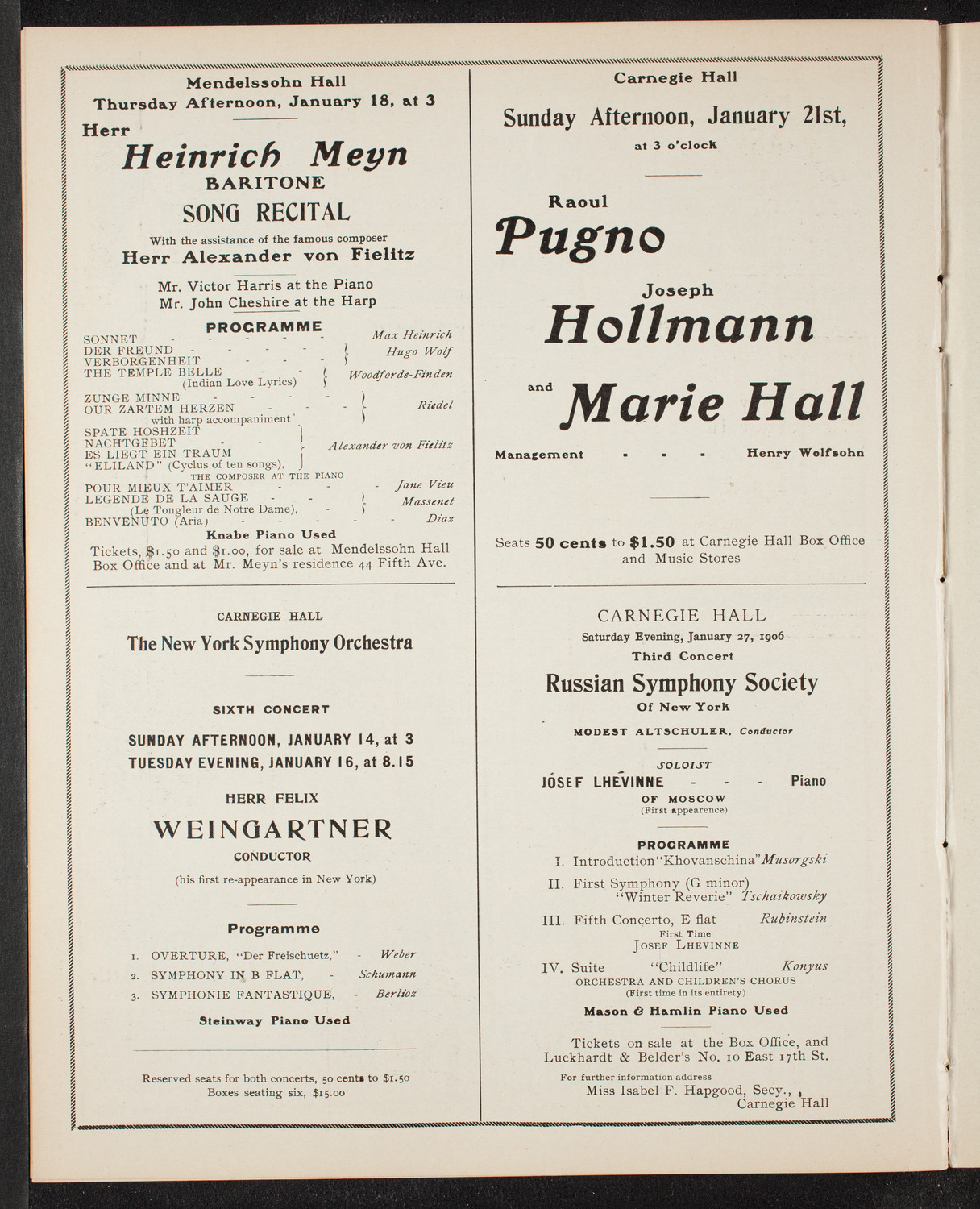 Boston Symphony Orchestra, January 11, 1906, program page 10