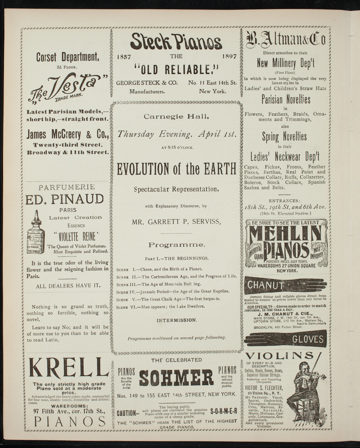 Illustrated Lecture: Evolution of the Earth, April 1, 1897, program page 4