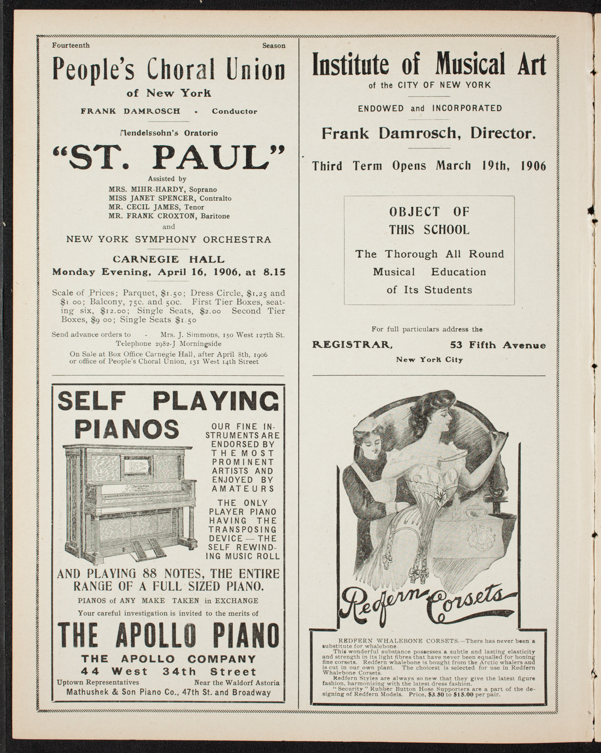 Russian Symphony Society of New York, April 7, 1906, program page 2