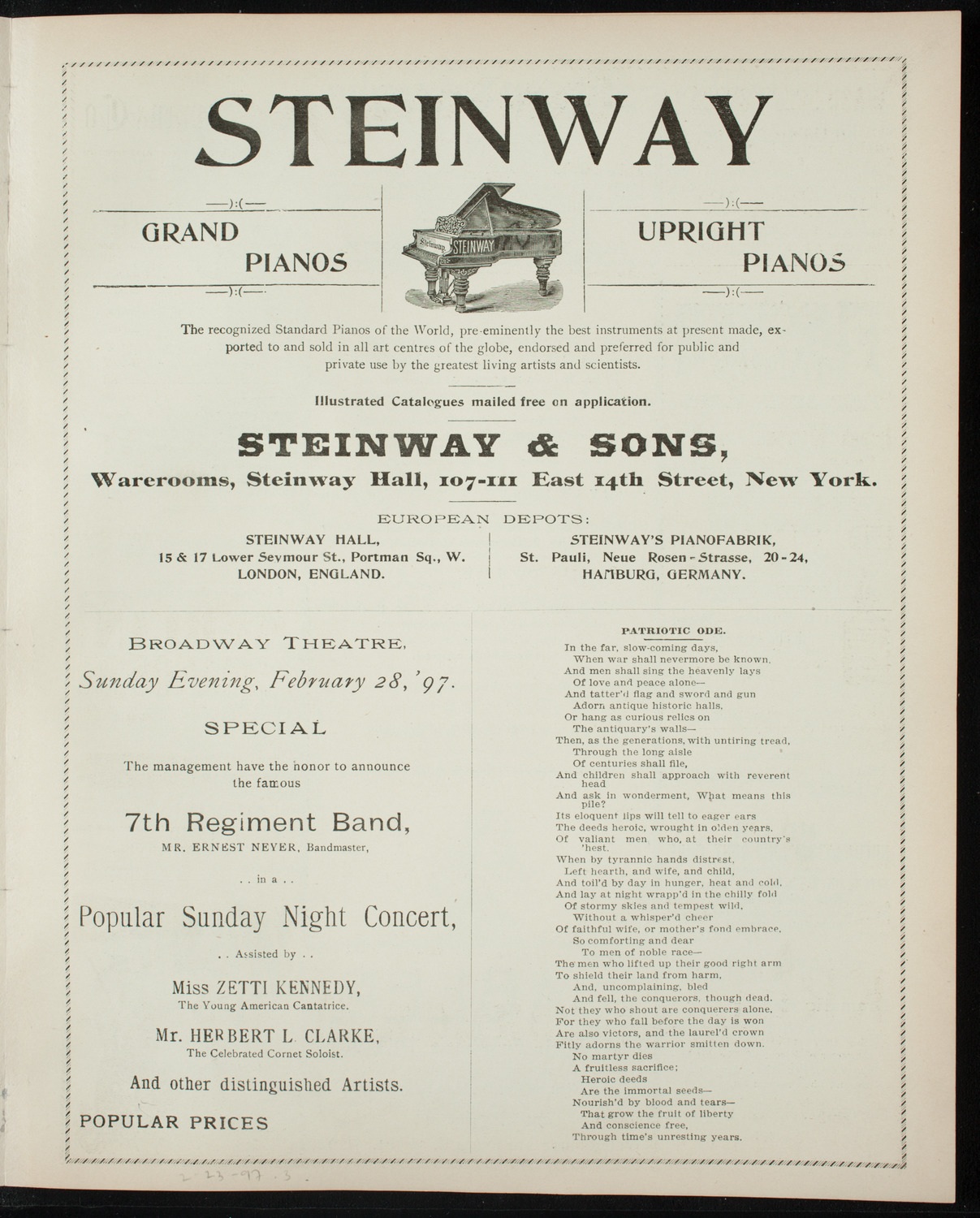 New York Banks' Glee Club, February 23, 1897, program page 5