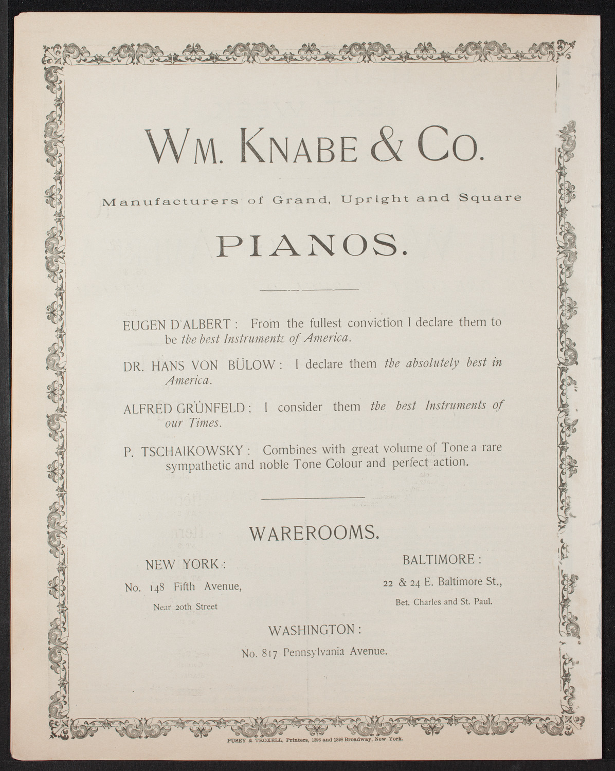 Antonín Dvorák, April 6, 1893, program page 8