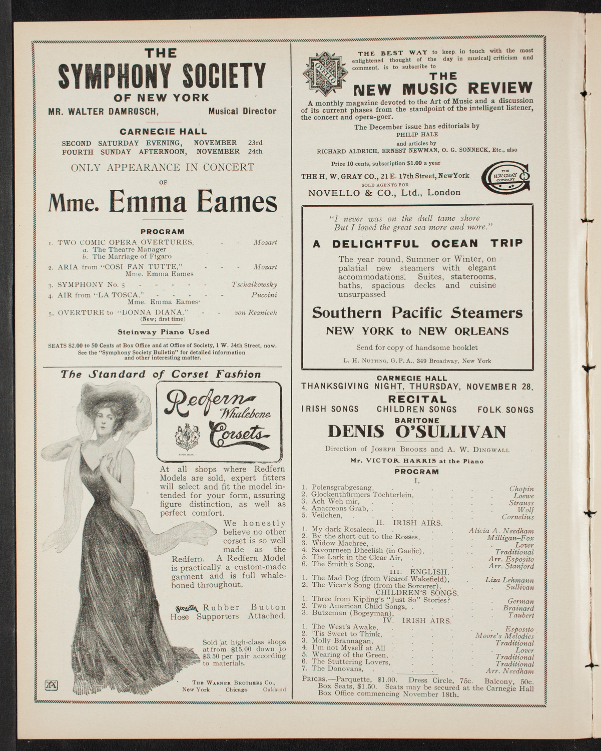 New York Symphony Orchestra, November 17, 1907, program page 2