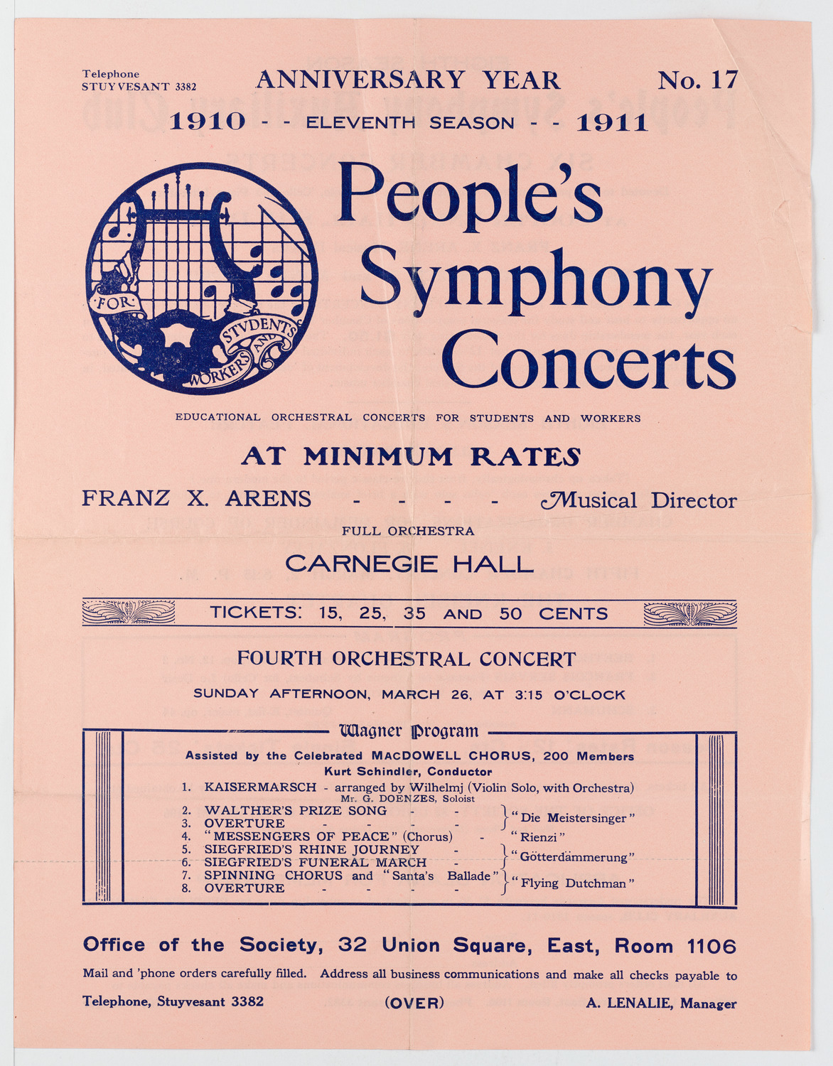 People's Symphony Concert, March 26, 1911