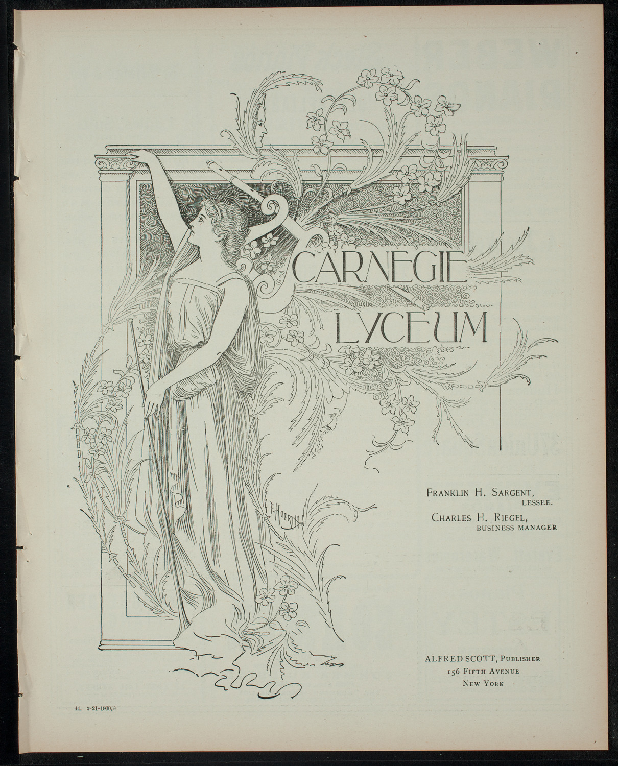 Columbia University Musical Society, February 21, 1900, program page 1