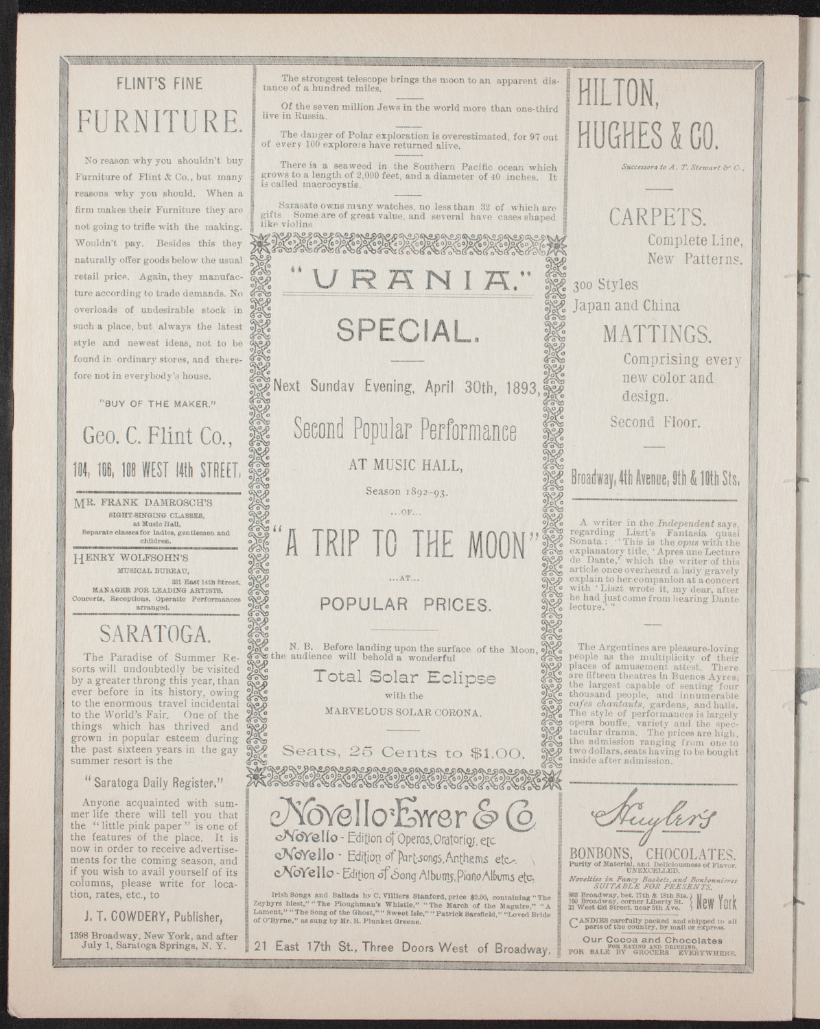 Ignacy Jan Paderewski, Piano, April 29, 1893, program page 6