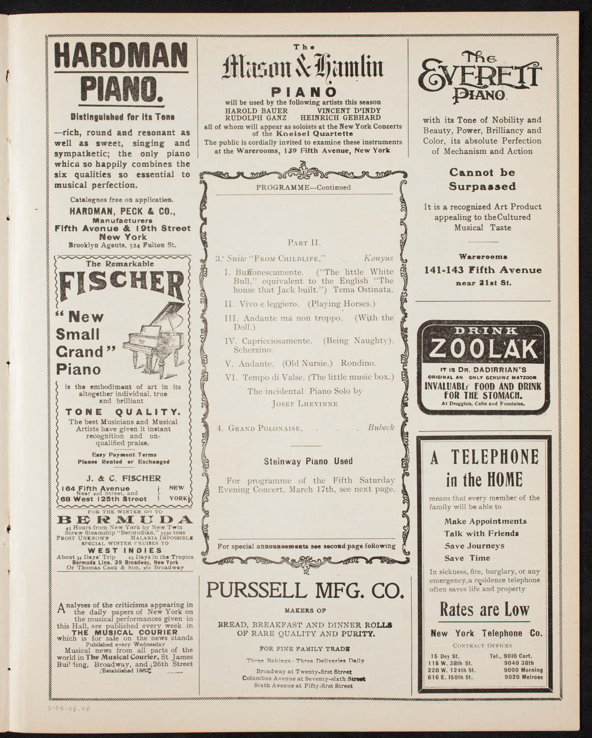 Russian Symphony Society of New York, February 25, 1906, program page 7